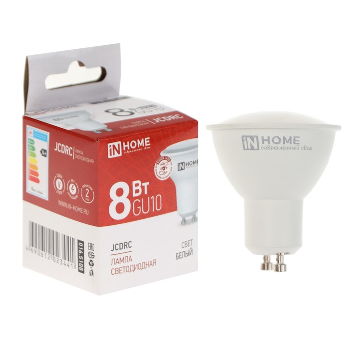 Лампа светодиодная IN HOME LED-JCDRC-VC, 8 Вт, 230 В, GU10, 4000 К, 720 Лм - Фото 1