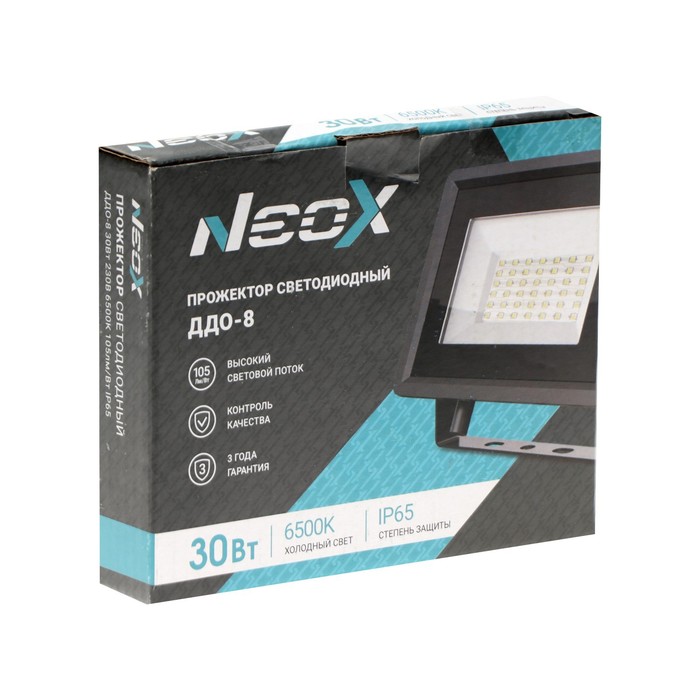 Прожектор светодиодный NEOX ДДО-8, 30 Вт, 230 В, 6500 К, 3150 Лм, 105Лм/Вт, IP65