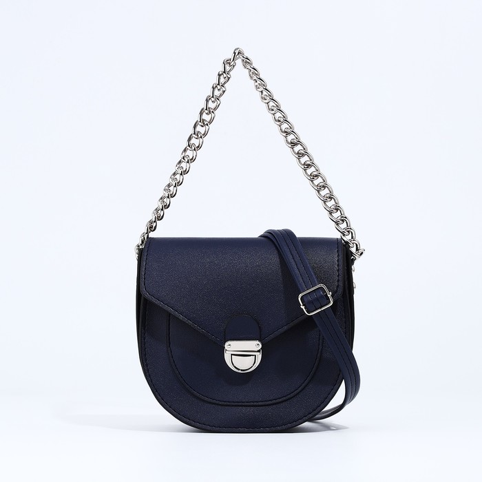 Сумка женская мессенджер TEXTURA на клапане, 17×10×18 см, синяя - Фото 1