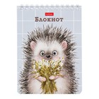 Блокнот А6, 40 листов на гребне "Хорошо быть ёжиком",обложка мелованный картон,УФ-лак, блок 65 г/м²,МИКС 9878501