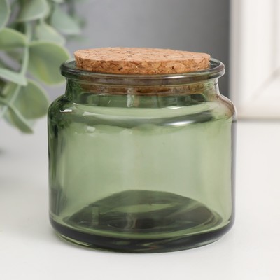 Банка для свечей стеклянная с пробкой «Зелёная» 100 мл 6.5×6.5×6.5 см