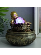 Фонтан настольный с подсветкой «Маленький Будда с мешком», от сети, 16×16×18 см 9680181