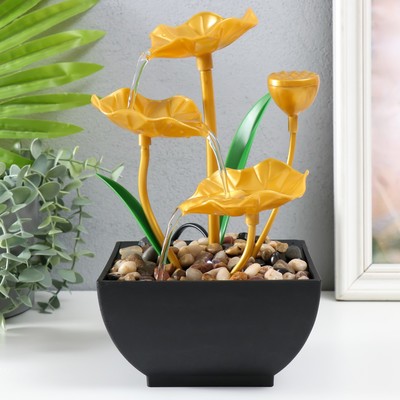 Фонтан настольный «Золотые лотосы в пруду», от сети, 13×15×24.5 см