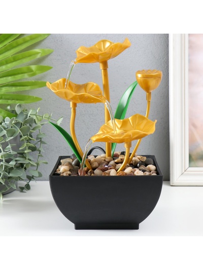 Фонтан настольный «Золотые лотосы в пруду», от сети, 13×15×24.5 см