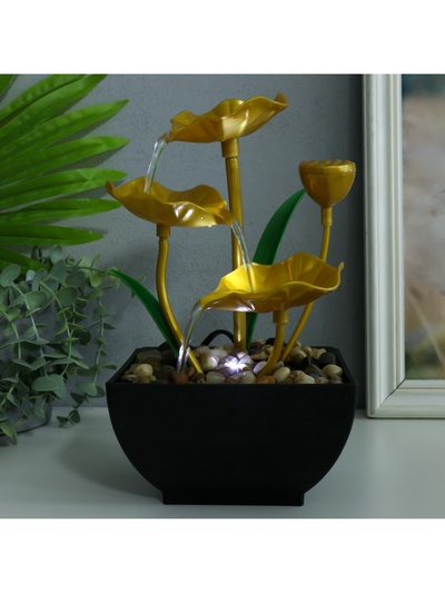 Фонтан настольный «Золотые лотосы в пруду», от сети, 13×15×24.5 см