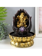 Фонтан настольный с подсветкой «Золотой Ганеша в ладонях», от сети, 21×21×28 см - Фото 4