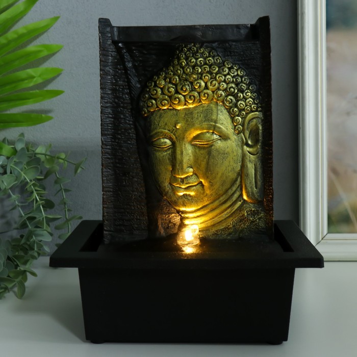 Фонтан настольный от сети, подсветка "Изображение Будды на стене" 21,5х17х27,5 см - фото 1906348198