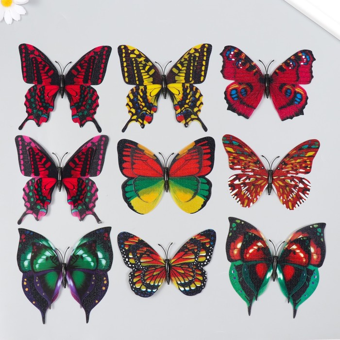 Магнит пластик "Бабочка двойные крылья" под текстиль блеск МИКС 8,5х12 см - Фото 1