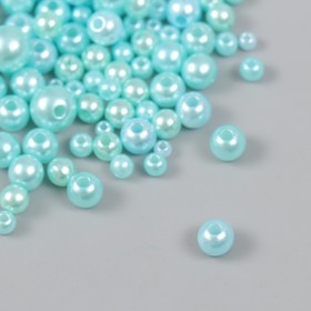 Бусины для творчества пластик "Круглые. Мятный" d=3-8 мм, набор 10 гр