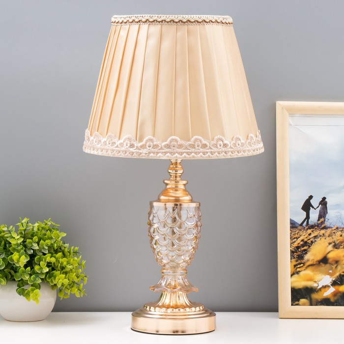 Лампа настольная с подсветкой "Меланж" 1x60Вт E27 золото 25х25х43 см RISALUX