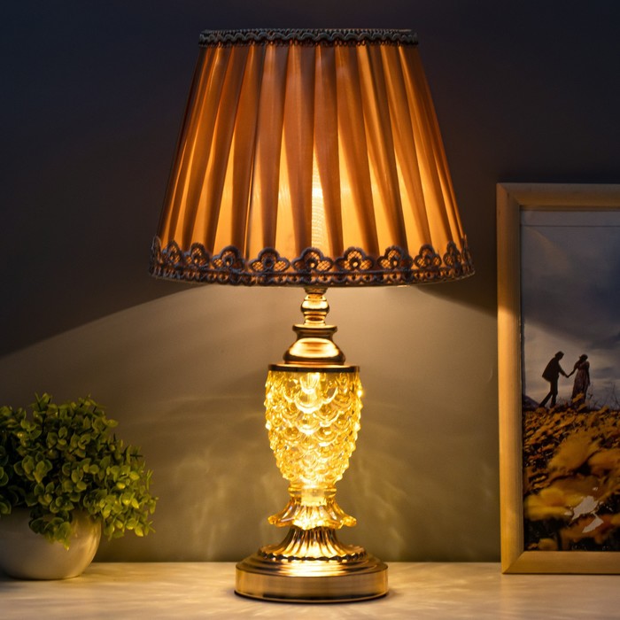 Лампа настольная с подсветкой "Меланж" 1x60Вт E27 золото 25х25х43 см RISALUX - фото 1906348232