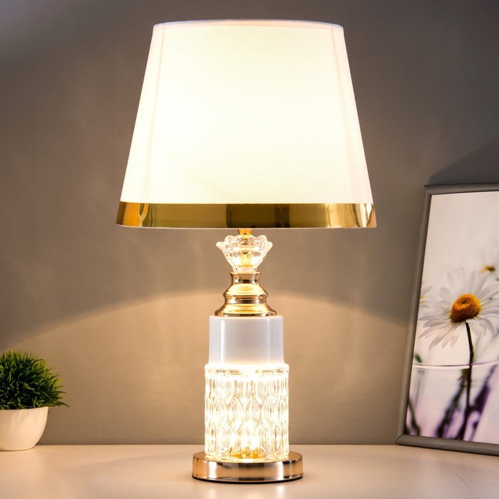 Лампа настольная с подсветкой "Муза" 1x60Вт E27 золото 28х28х45 см RISALUX - фото 1907796029