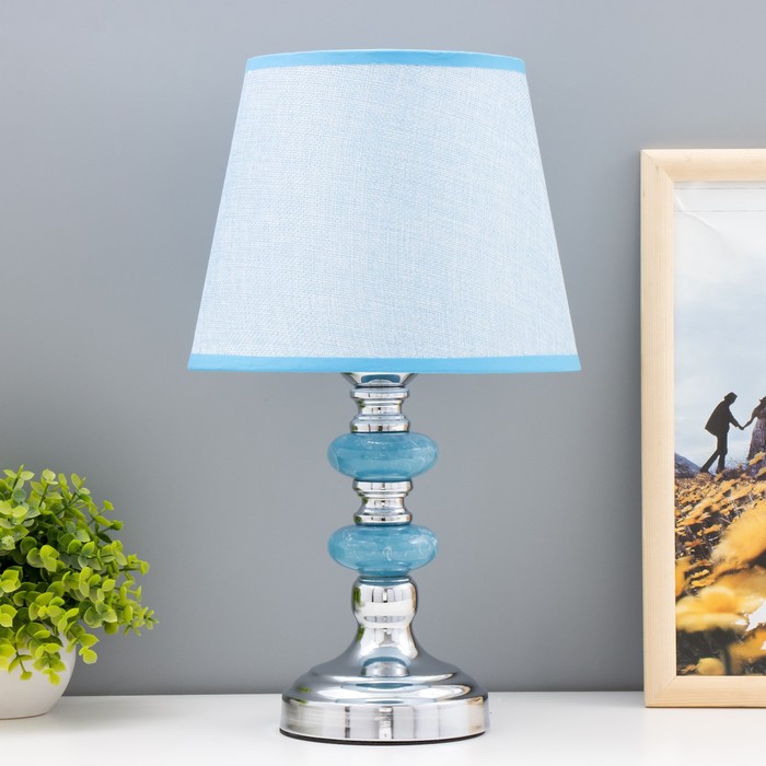 Лампа настольная "Аквамарин" 1x60Вт E27 синий 22х22х42 см RISALUX - фото 1907796035