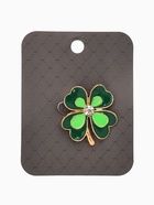 Брошь "Клевер", цвет бело-зелёный в золоте - фото 809226816