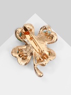 Брошь «Клевер» с бирюзой, цветная в золоте 9613719