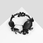 Брошь «Цветы и камни» на веточке, цвет чёрно-серый в сером металле - Фото 1