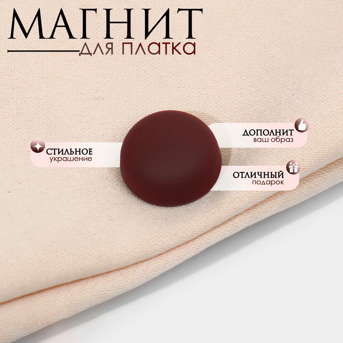 Магнит для платка «Минимал», цвет матовый кирпичный в серебре - Фото 1