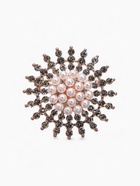Брошь «Жемчужное сияние», белая в розовом золоте - Фото 1