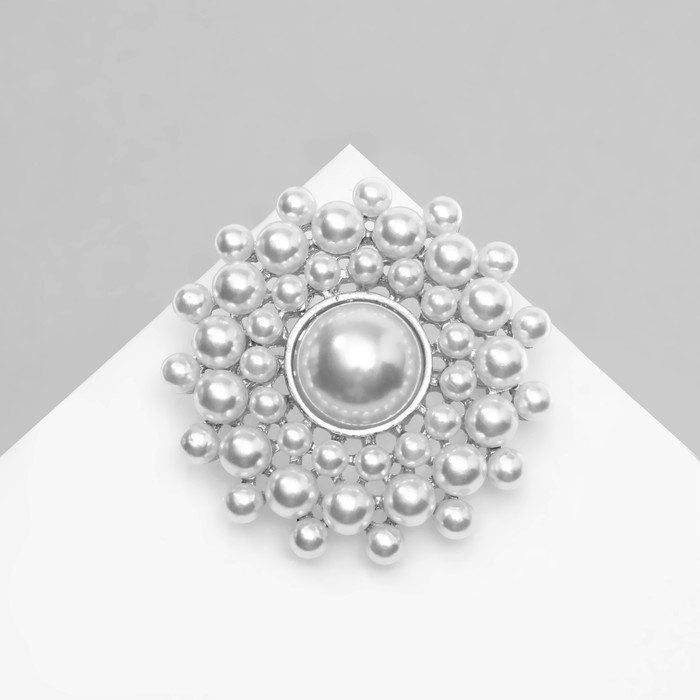 Брошь «Жемчужное конфетти», цвет белый в серебре - Фото 1