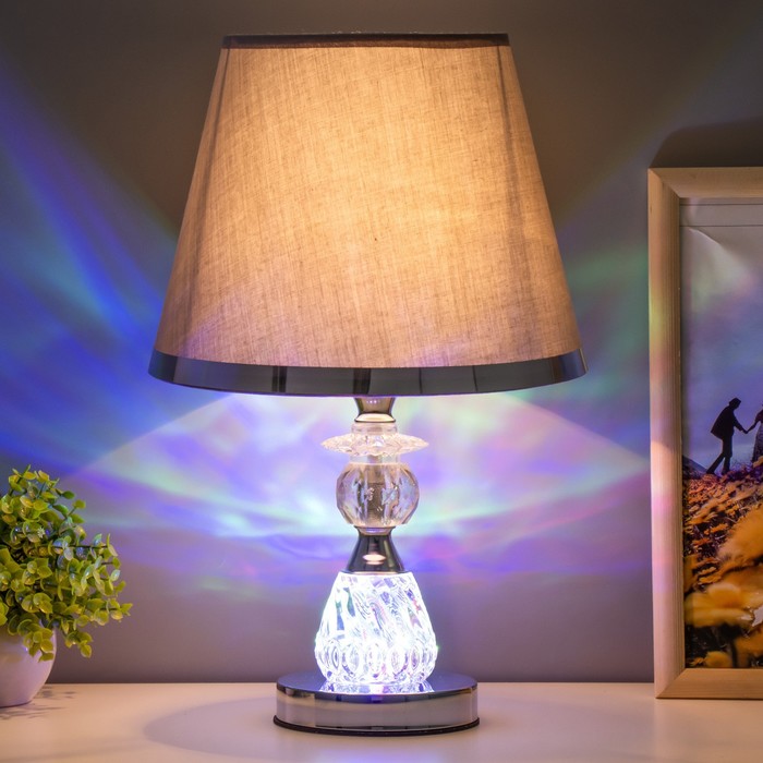 Настольная лампа "Латея" Е27 40Вт серо-хромовый 25х24х41 см - фото 1907796191