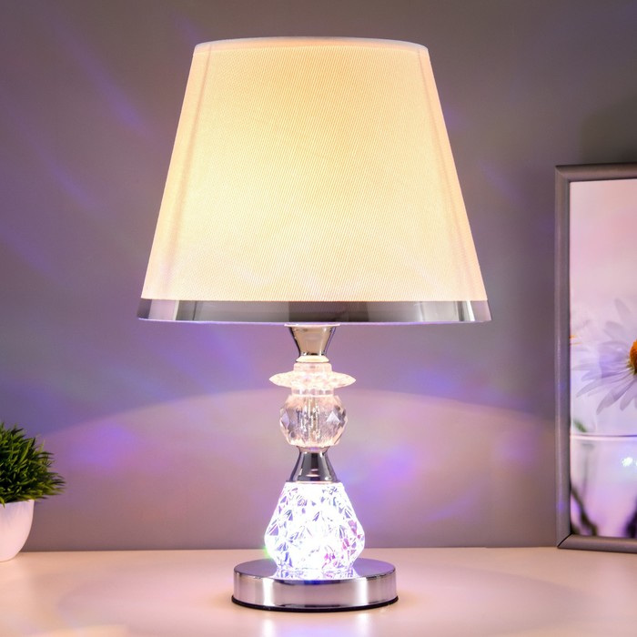 Настольная лампа "Латея" Е27 40Вт бело-хромовый 25х24х41 см - фото 1907796198