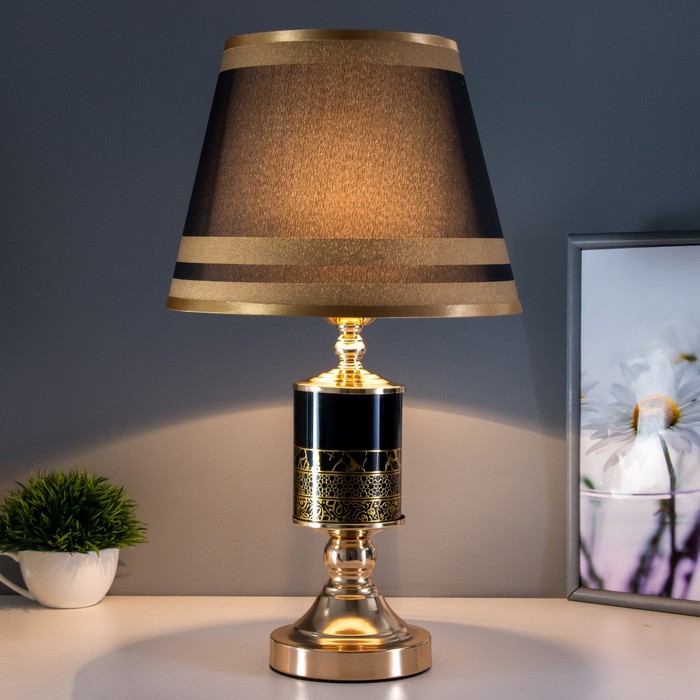 Настольная лампа "Леола" Е27 40Вт черно-золотой 24х24х45 см RISALUX - фото 1907796211
