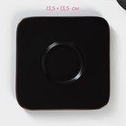 Чайная пара керамическая «Лист», 2 предмета: кружка с ложкой 180 мл, блюдце d=13,5 см, цвет чёрный - Фото 3