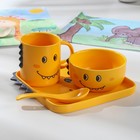 Набор детской посуды из керамики «Дино», 4 предмета: блюдо 19,5×20,5 см, миска 350 мл, кружка 350 мл, ложка, цвет жёлтый - Фото 6