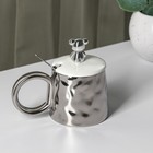 Кружка керамическая с ложкой «Стильный мишка», 320 мл, цвет серебряный - фото 4603398