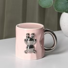 Кружка керамическая с ложкой «Стильный мишка», 320 мл, цвет розовый - Фото 5