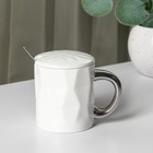 Кружка керамическая с ложкой «Стильный мишка», 320 мл, цвет белый - Фото 2