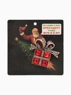 Брошь «Подарок» с бантиком, цвет красно-белый в чернёном золоте - Фото 5