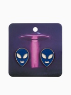 Серьги с эмалью «Инопланетяне», цвет сине-белый в золоте - фото 68118505