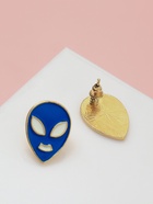 Серьги с эмалью «Инопланетяне», цвет сине-белый в золоте - фото 68118507