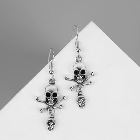 Серьги "Хэллоуин" скелетончики, цвет чернёное серебро