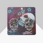 Серьги «Черепа» блестящие, цвет серебро - Фото 3