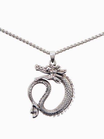 Кулон на цепочке «Дракон», хищник, цвет чернёное серебро, 70 см