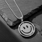 Кулон «Эмодзи» улыбка, цвет чёрный в серебре, 70 см - фото 9179965