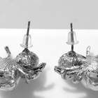 Серьги с жемчугом «Паук» миниатюрный, цвет белый в серебре - фото 7275741