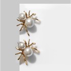 Серьги с жемчугом «Паук» миниатюрный, цвет белый в золоте - фото 10872308