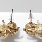 Серьги с жемчугом «Паук» миниатюрный, цвет белый в золоте - фото 7275743