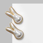 Серьги с жемчугом «Заяц» ушастый, цвет белый в золоте - фото 22920710