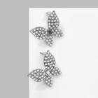 Серьги с жемчугом «Бабочки» нежные, цвет белый в серебре - фото 22673574