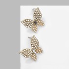 Серьги с жемчугом «Бабочки» нежные, цвет белый в золоте - фото 7275750