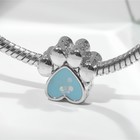 Талисман "Лапка" сердце, цвет голубой в серебре - фото 319925325
