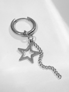 Пирсинг в ухо "Кольцо" звезда с цепью, d=15мм, цвет серебро - фото 809566739