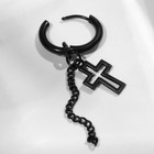 Пирсинг в ухо «Кольцо» крестик с цепью, d=15 мм, чёрный - Фото 3