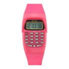 Часы наручные электронные детские, с калькулятором, ремешок силикон, l-21 см, розовые - фото 1945848