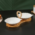 Набор салатников керамических на деревянной подставке BellaTenero, 3 предмета: 2 салатника 300 мл, подставка-держатель, цвет белый - фото 319925364
