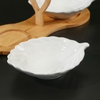 Набор салатников керамических на деревянной подставке BellaTenero, 3 предмета: 2 салатника 300 мл, подставка-держатель, цвет белый - Фото 2